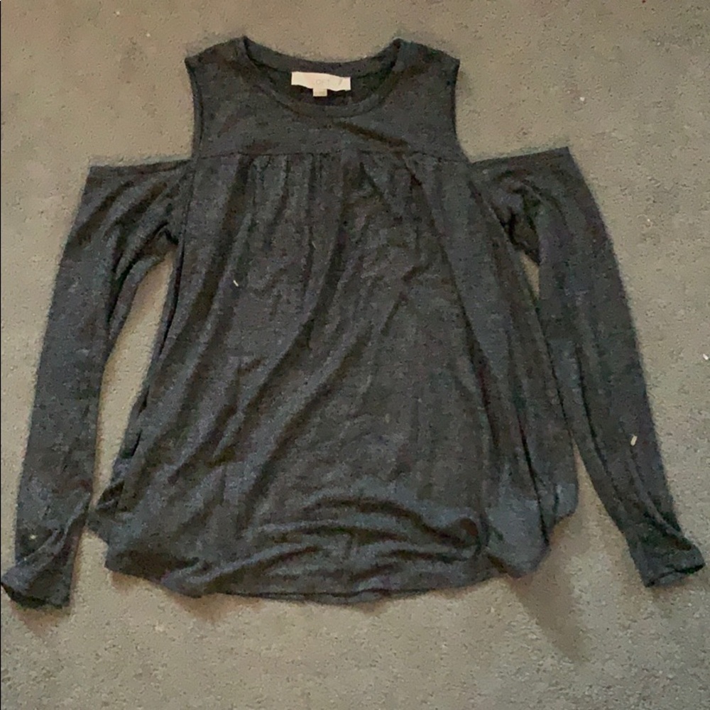 Loft Cold shoulder gray sparkle shirt